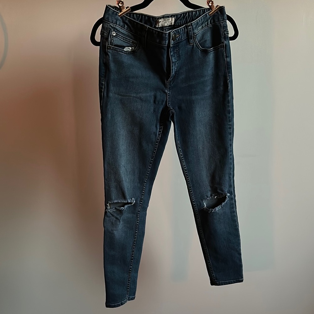 Free People Blue Skinny Denim Pants